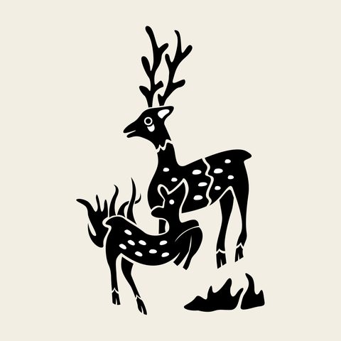 Deer stag fawn — Korean traditional animal motif vector (사슴문 10146)