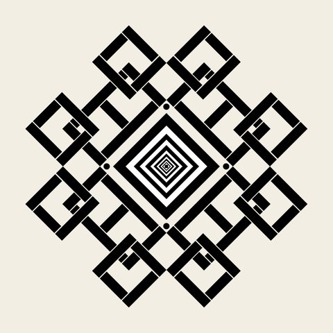 Diamond knot solid — Korean traditional geo motif vector (마름모형문 9527)