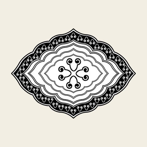 Diamond lozenge medallion — Korean traditional circle motif vector (마름모형문 8828)