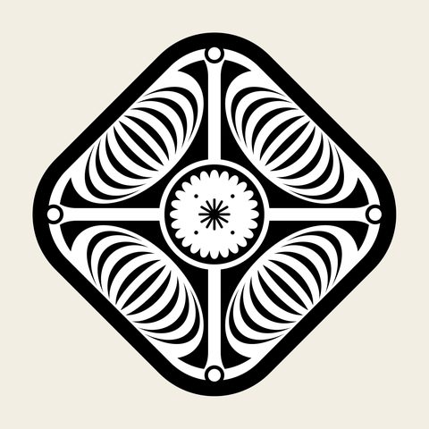 Diamond rounded medallion — Korean traditional diamond motif vector (마름꽃문 8345)