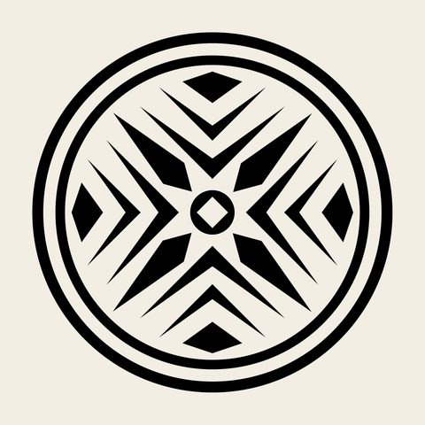 Diamond roundel star — Korean traditional diamond motif vector (떡살 5651)