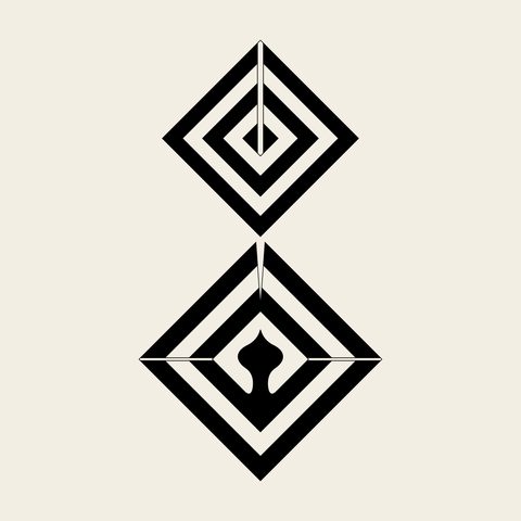Diamond stack pair — Korean traditional diamond motif vector (울주 천전리 암각화 5860)