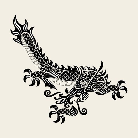 Dragon crest stride — Korean traditional dragon motif vector (용문 4237)