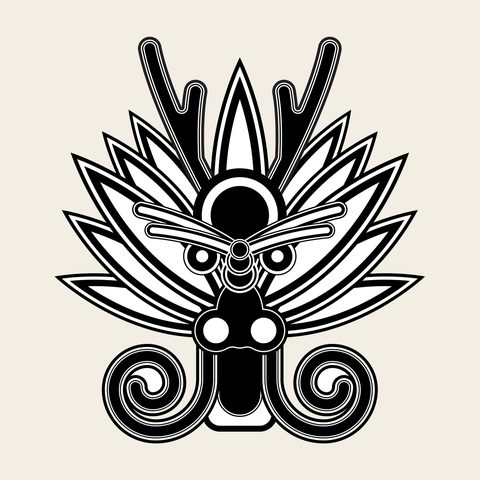 Dragon face flame — Korean traditional dragon motif vector (구름·용문 9343)