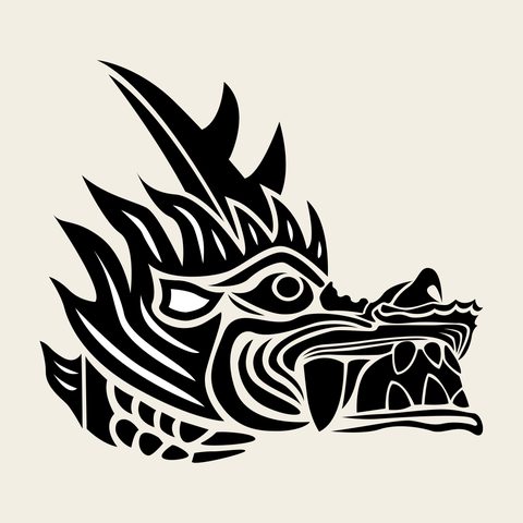 Dragon head flame — Korean traditional dragon motif vector (백양사 대웅전 4172)