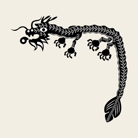 Dragon long tail — Korean traditional dragon motif vector (용문 9212)