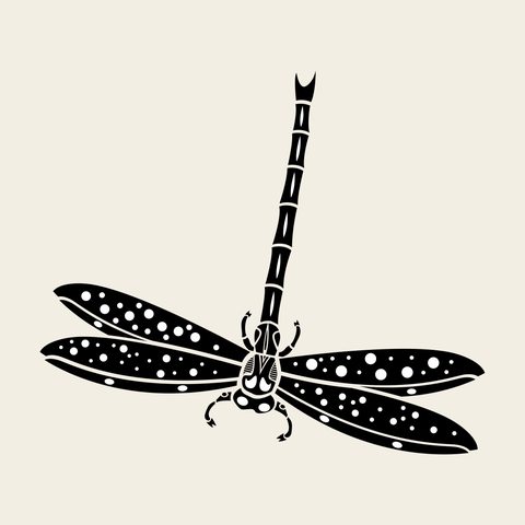 Dragonfly spotted — Korean traditional insect motif vector (풀벌레문 9727)
