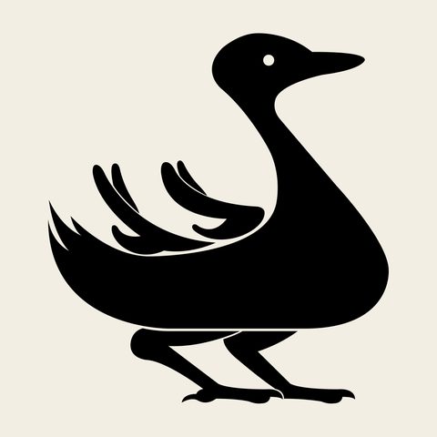 Duck paddling — Korean traditional duck motif vector (오리문 4009)