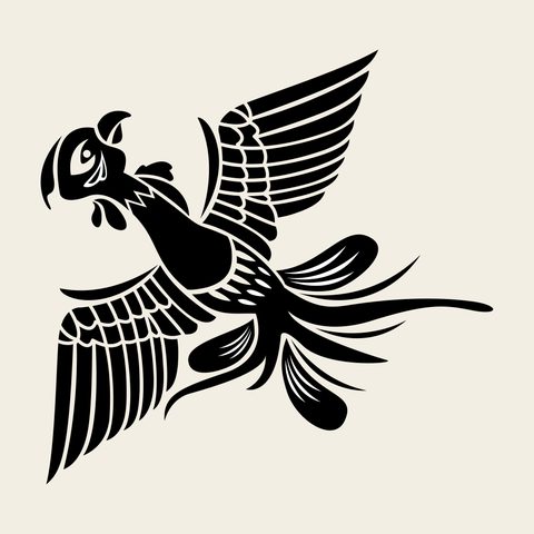 Eagle wings raised — Korean traditional bird motif vector (새문 9829)
