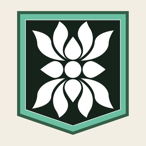 Eave end lotus white — Korean traditional roundel motif vector (경복궁 강녕전 추녀단)