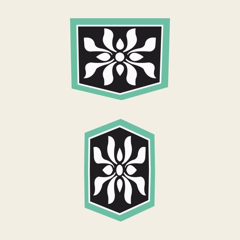 Eave end rosette pair — Korean traditional roundel motif vector (경복궁 사정전 추녀단)