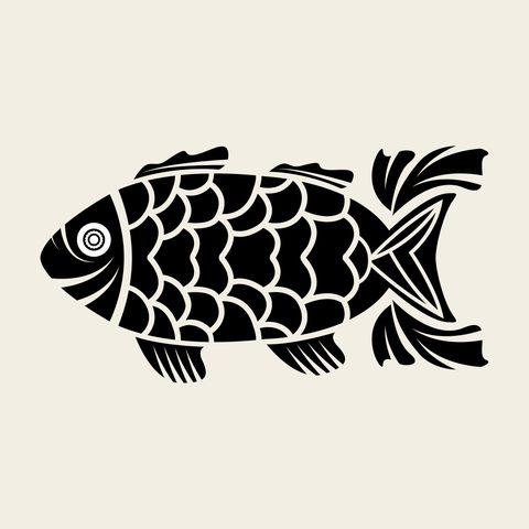 Fish 1 — Korean traditional animal motif vector (물고기문 9647)