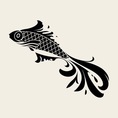 Fish fringe tail — Korean traditional fish motif vector (물고기문 8916)