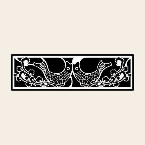 Fish pair panel — Korean traditional fish motif vector (물고기문 9619)