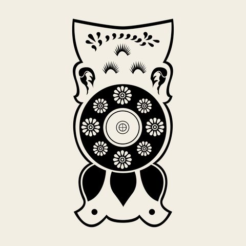 Fitting blossom plate — Korean traditional hardware motif vector (금속장식 5143)