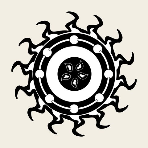 Flaming wheel roundel — Korean traditional treasure motif vector (불꽃문 4071)
