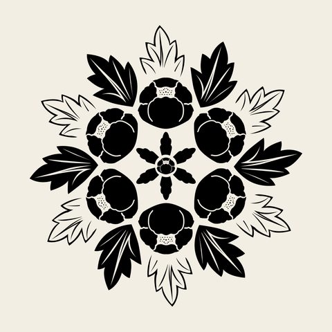 Flower cluster wreath — Korean traditional flower motif vector (꽃문 10052)