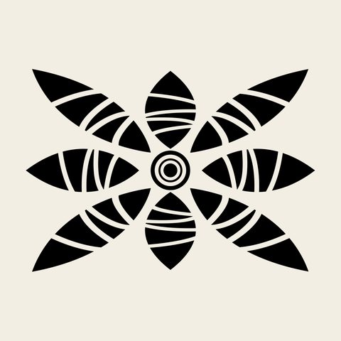 Flower cross leaf — Korean traditional flower motif vector (꽃문 5073)