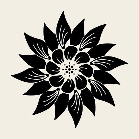 Flower dahlia — Korean traditional flower motif vector (꽃문 8378)