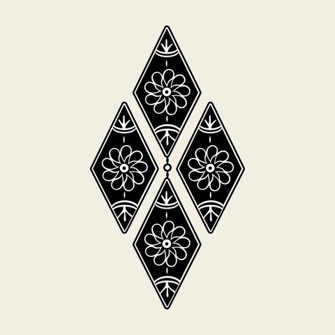 Flower diamond trio — Korean traditional flower motif vector (꽃문 9906)