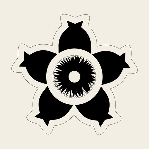 Flower five petal ring — Korean traditional flower motif vector (꽃문 5455)