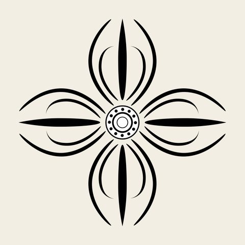 Flower four petal — Korean traditional flower motif vector (꽃문 9998)