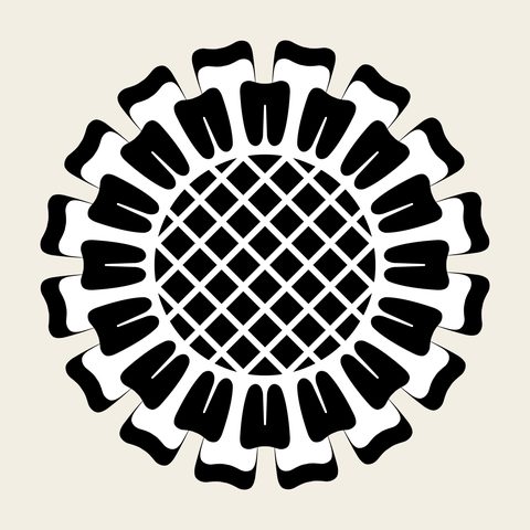 Flower lattice roundel — Korean traditional flower motif vector (꽃문 8511)