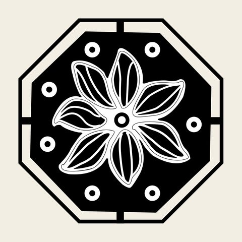 Flower octagon frame — Korean traditional flower motif vector (꽃문 4077)