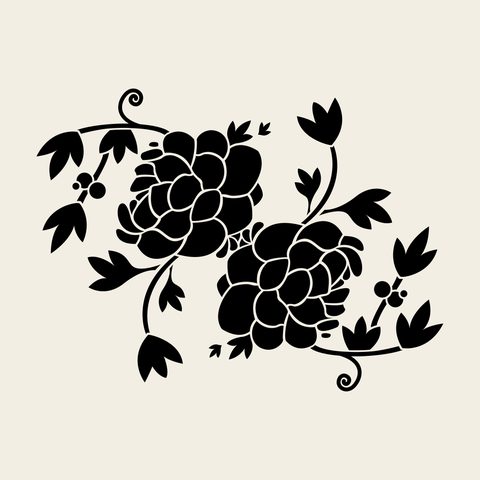 Flower peony spray — Korean traditional flower motif vector (꽃문 9948)