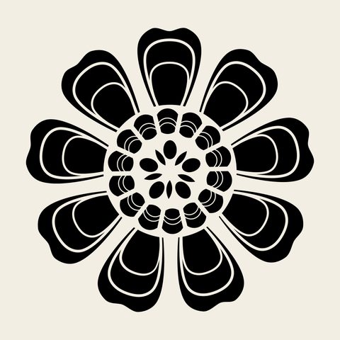 Flower rosette dotted — Korean traditional flower motif vector (꽃문 9163)