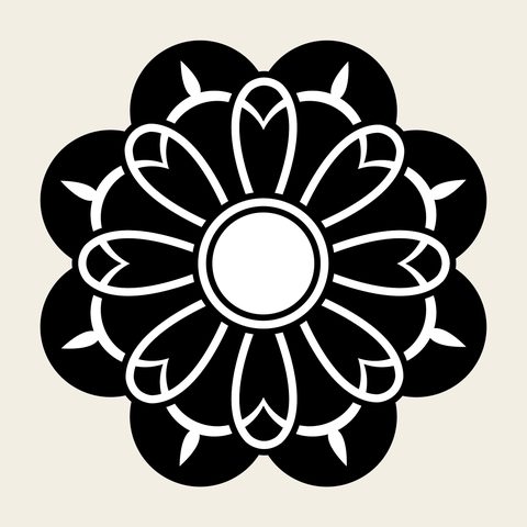 Flower rosette heart — Korean traditional flower motif vector (꽃문 8508)