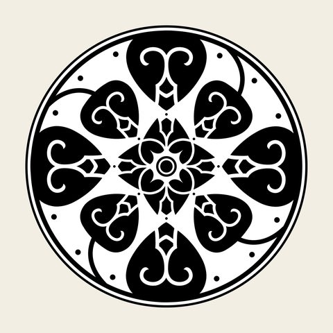 Flower roundel cloud — Korean traditional flower motif vector (꽃문 9908)