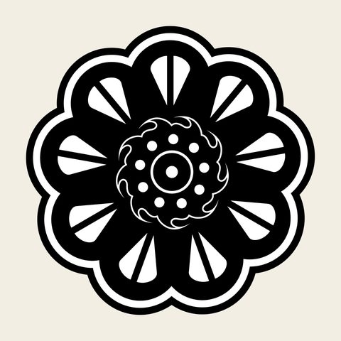 Flower roundel eight — Korean traditional flower motif vector (꽃문 9953)