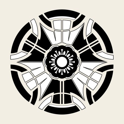 Flower roundel key — Korean traditional flower motif vector (꽃문 9946)
