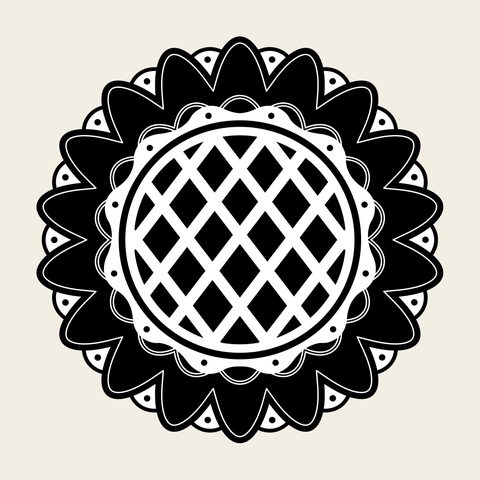 Flower roundel lattice — Korean traditional flower motif vector (꽃문 10097)
