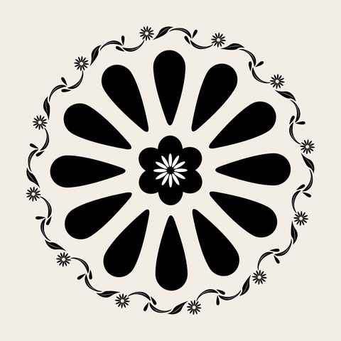Flower roundel petals — Korean traditional flower motif vector (꽃문 9909)