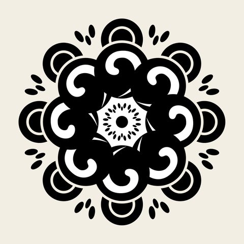 Flower roundel scroll — Korean traditional flower motif vector (꽃문 8306)