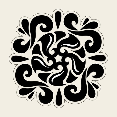 Flower scroll square — Korean traditional flower motif vector (꽃문 4263)
