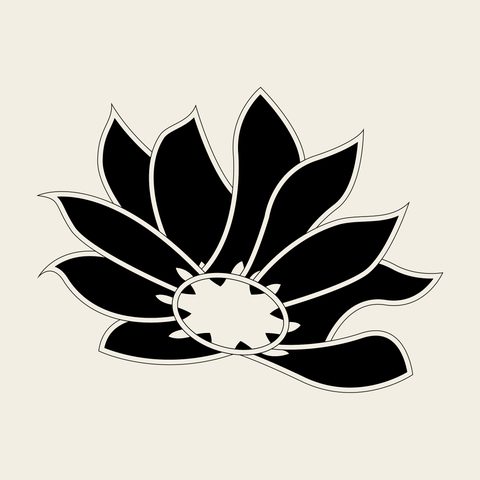 Flower spray bold — Korean traditional flower motif vector (꽃문 4353)