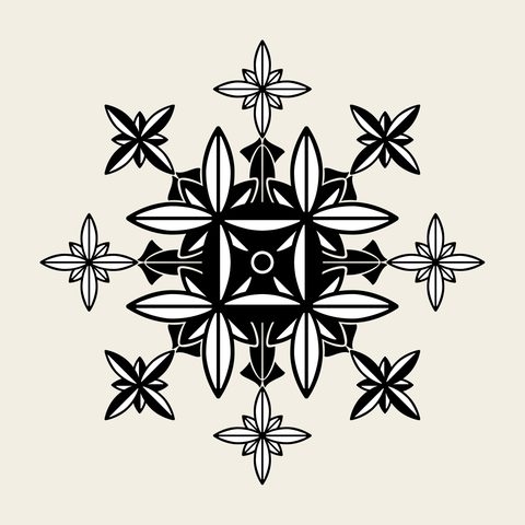 Flower star cross — Korean traditional flower motif vector (꽃문 9903)