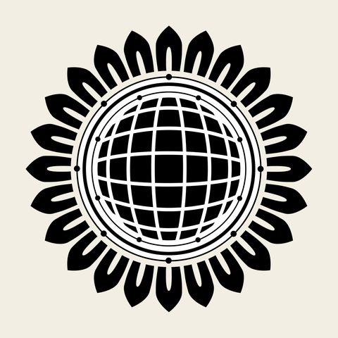 Flower sunburst roundel — Korean traditional flower motif vector (꽃문 10098)
