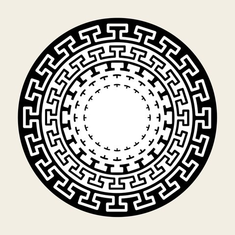Fret ring roundel — Korean traditional thunder motif vector (아자문 8620)