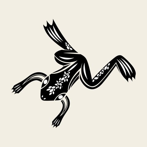 Frog leaping — Korean traditional animal motif vector (개구리문 9151)