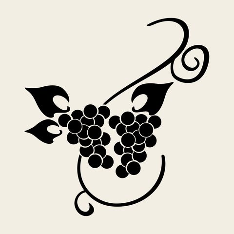 Grape vine cluster — Korean traditional fruit motif vector (포도문 9729)