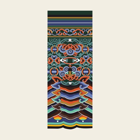 Great beam head cheonchujeon — Korean traditional beam-head motif vector (경복궁 천추전 대보)