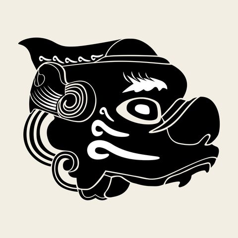 Haetae head profile — Korean traditional mythic motif vector (해태문 8687)