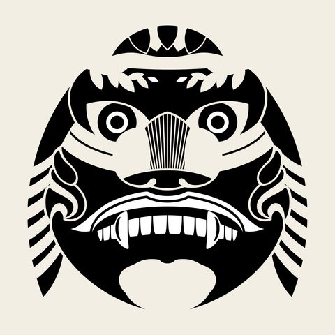 Haetae mask fangs — Korean traditional mythic motif vector (해태문 8686)