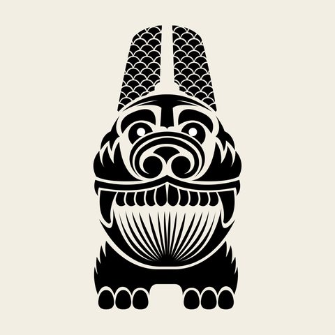 Haetae seated front — Korean traditional mythic motif vector (해태문 8759)