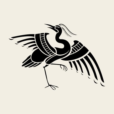 Heron landing — Korean traditional crane motif vector (새문 9719)