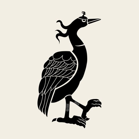 Heron perched — Korean traditional crane motif vector (학문 10861)